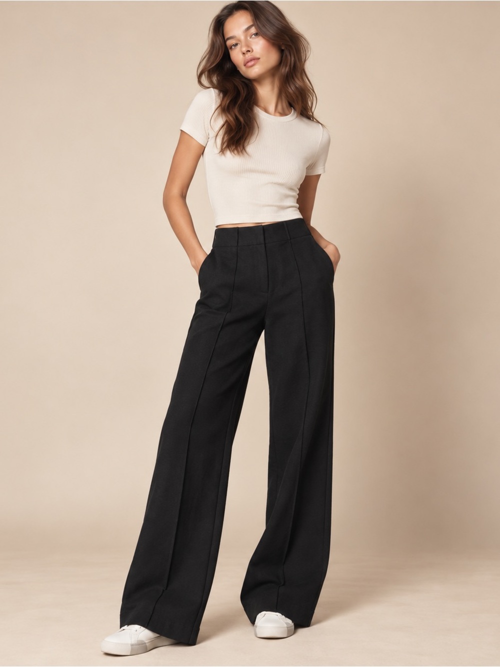 Jones New York Black Wide Leg Trouser Pants Classic Workwear XS